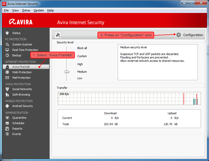 Avira Internet Security settings 1